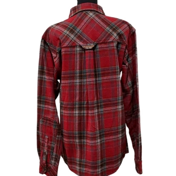 Yellowstone Dutton Ranch Mens Button Up Flannel Shirt, Size Med, Red/Teal - Picture 2 of 5